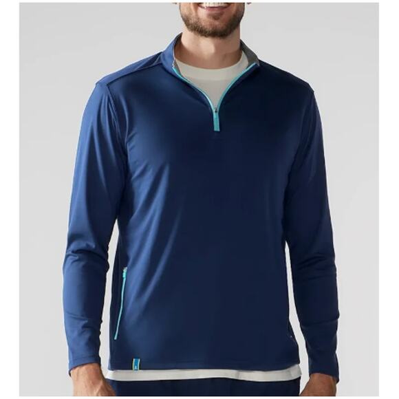 Chubbies Men's Blue Lakeside Movementum Performance Quarter Zip Top Size L - Picture 1 of 9